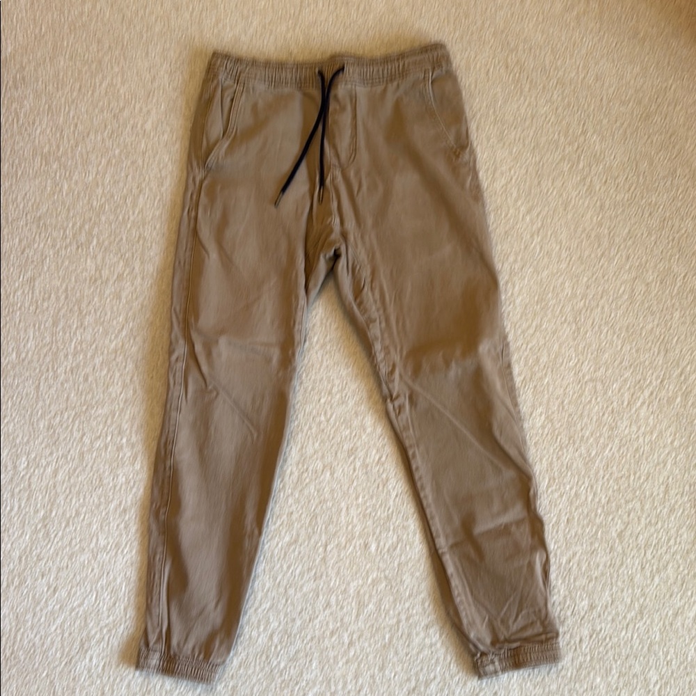 Tan Jogger Sweatpants with Elastic Cuffs